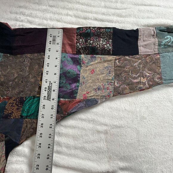 Donna Jessica Women Patchwork Elastic Waist Cropped Pants Size 1 Multicolor Boho - Picture 7 of 8